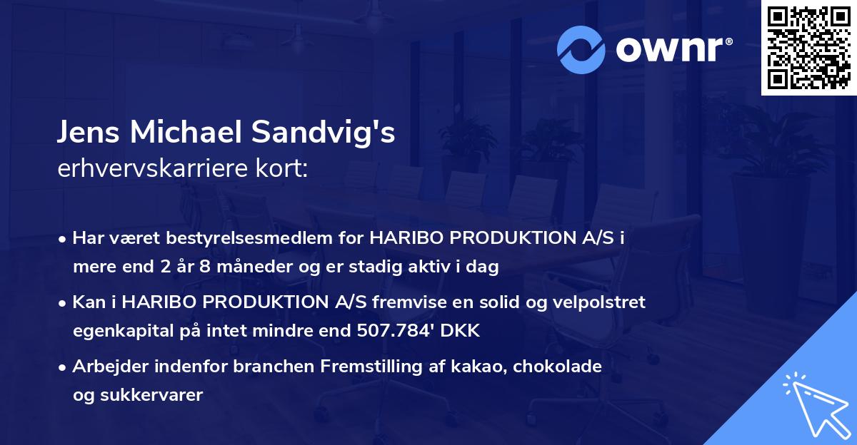 Jens Michael Sandvig's erhvervskarriere kort