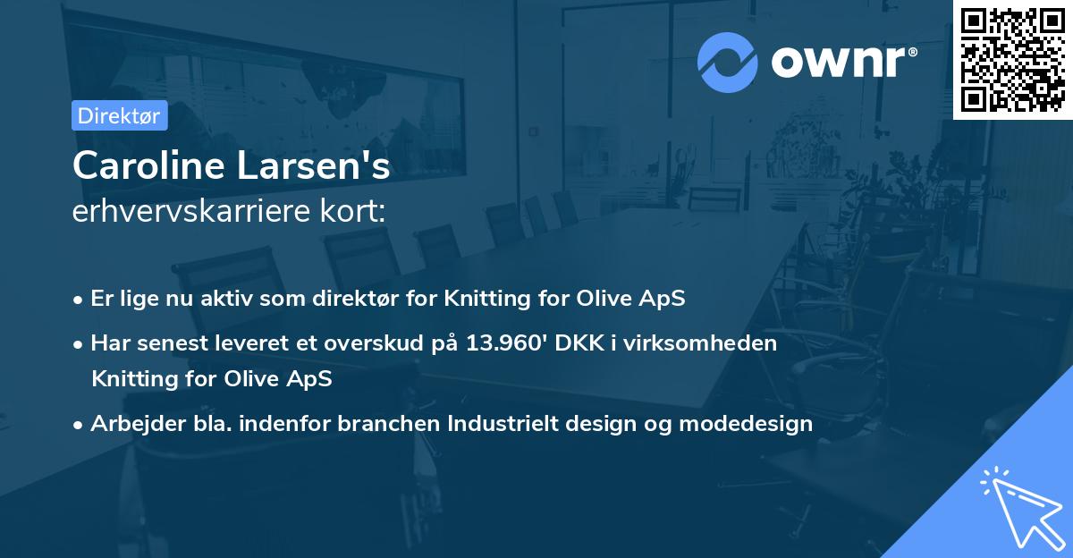 Caroline Larsen's erhvervskarriere kort