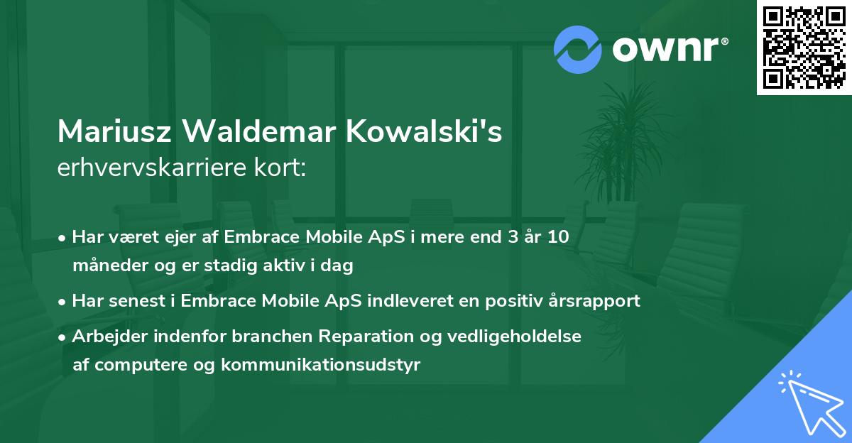 Mariusz Waldemar Kowalski's erhvervskarriere kort