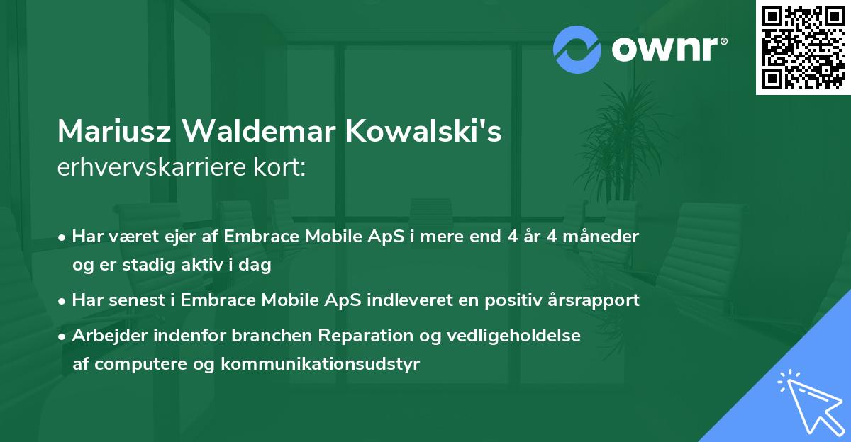 Mariusz Waldemar Kowalski's erhvervskarriere kort