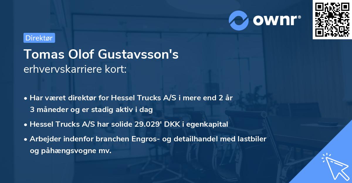 Tomas Olof Gustavsson's erhvervskarriere kort