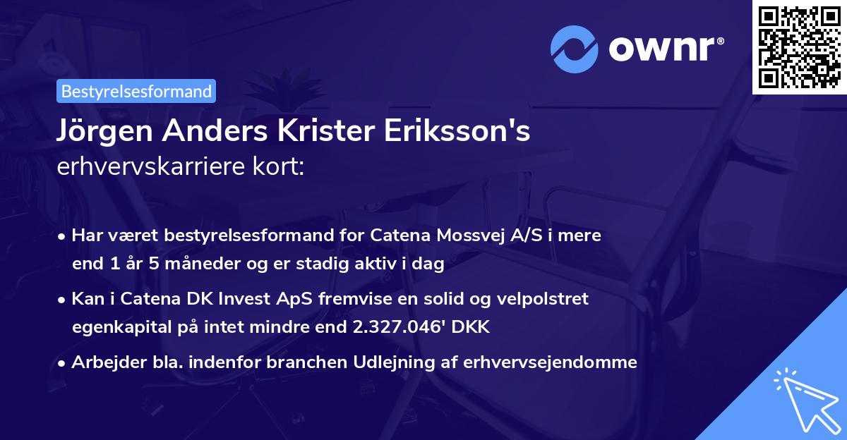 Jörgen Anders Krister Eriksson's erhvervskarriere kort