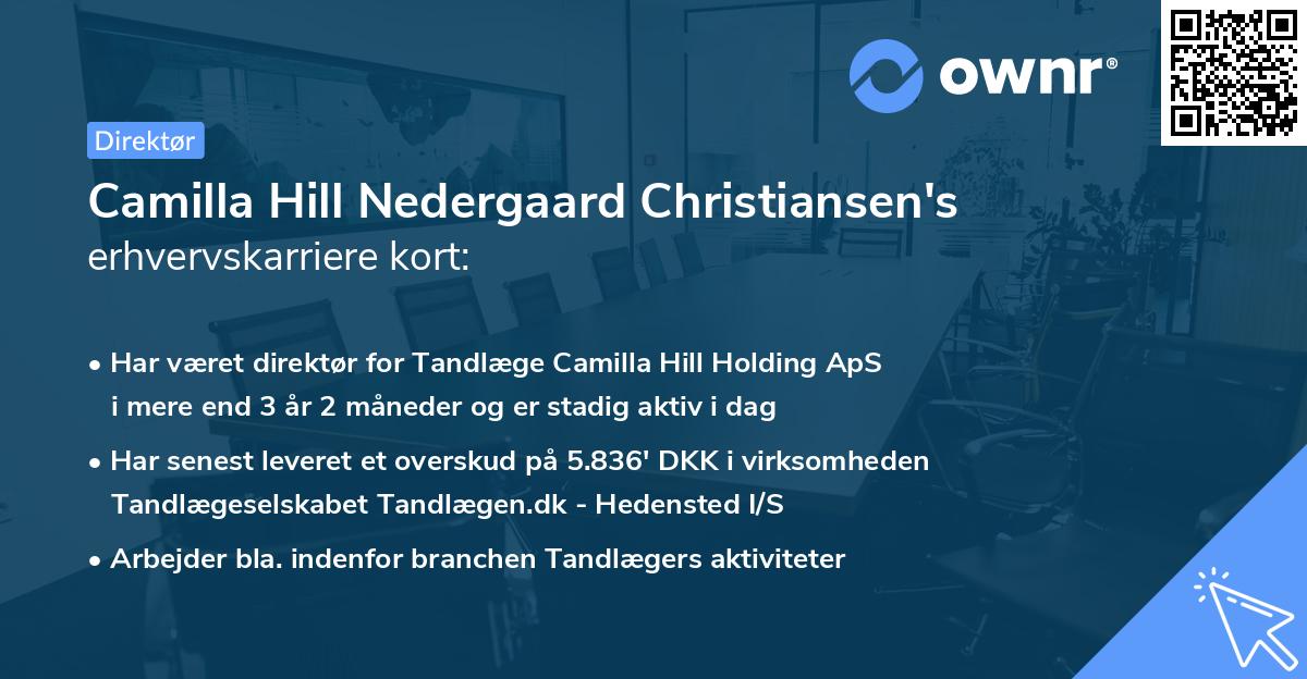 Camilla Hill Nedergaard Christiansen's erhvervskarriere kort