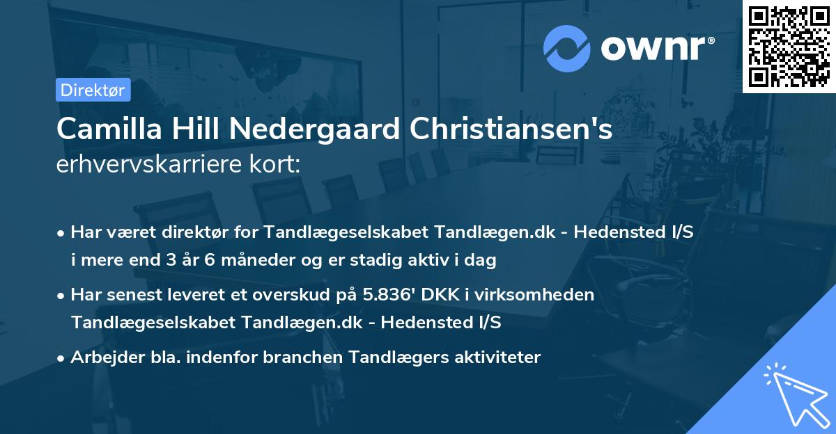 Camilla Hill Nedergaard Christiansen's erhvervskarriere kort