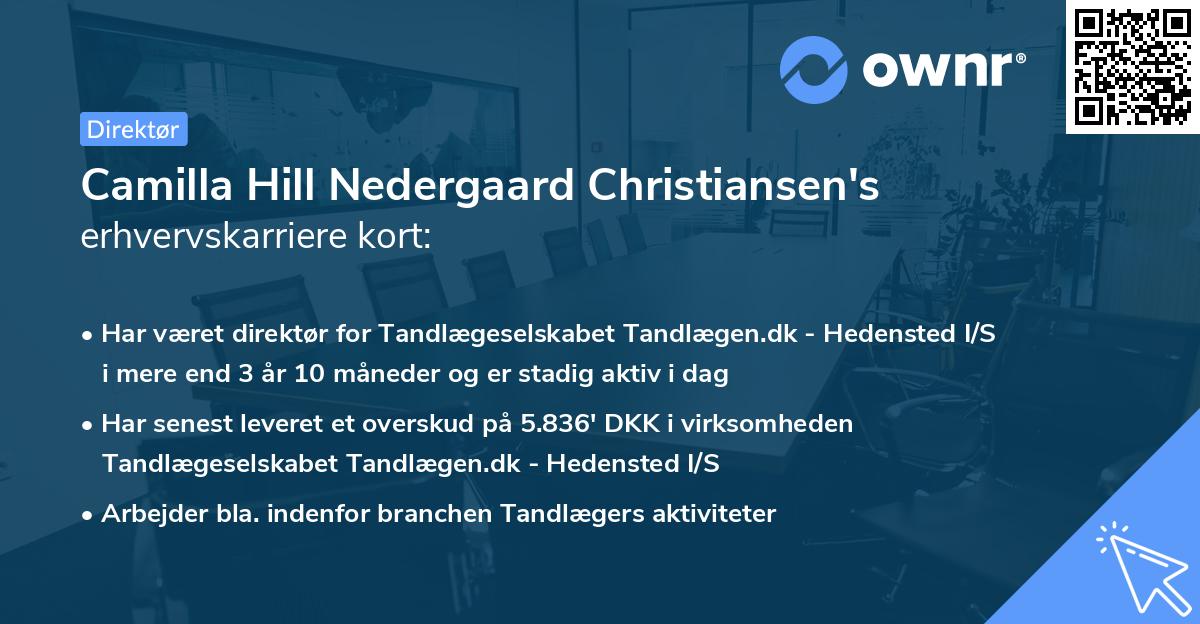 Camilla Hill Nedergaard Christiansen's erhvervskarriere kort