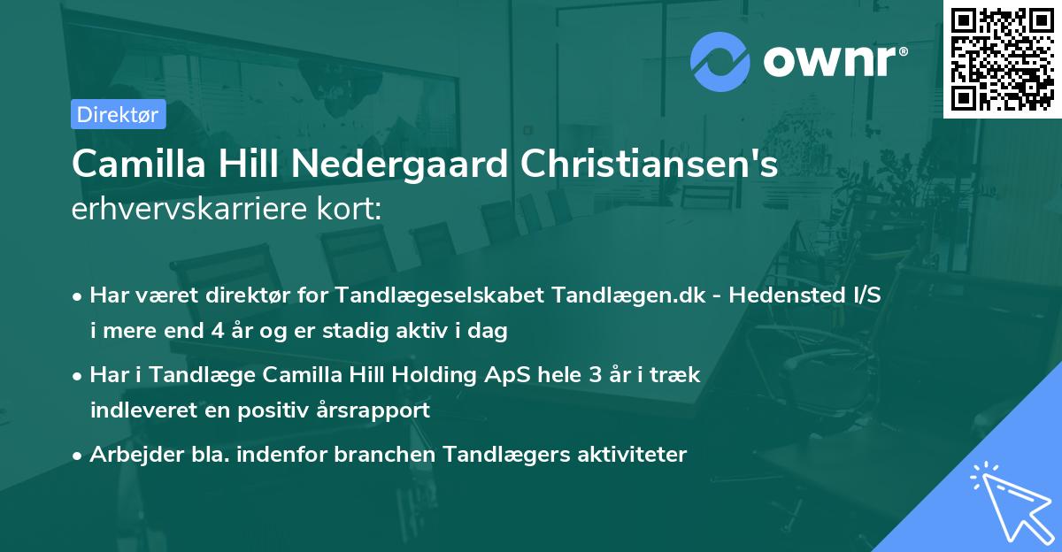 Camilla Hill Nedergaard Christiansen's erhvervskarriere kort