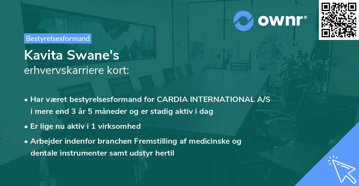 Kavita Swane's erhvervskarriere kort