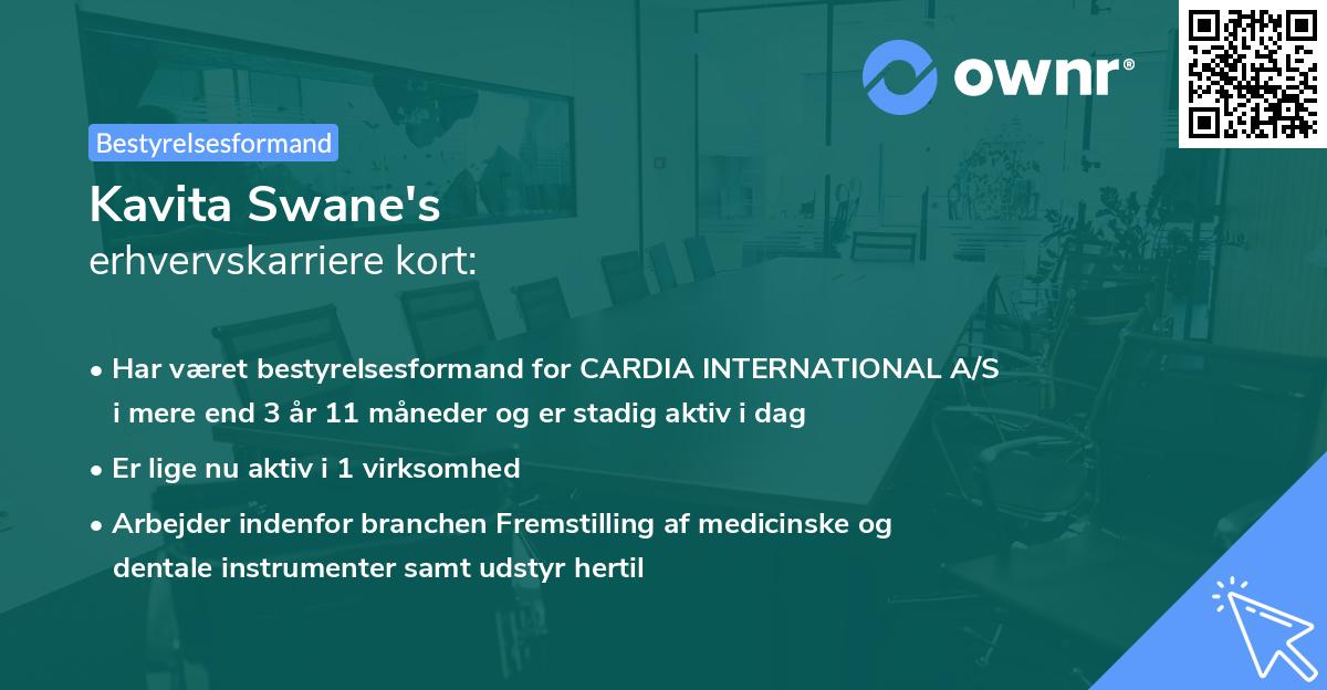 Kavita Swane's erhvervskarriere kort