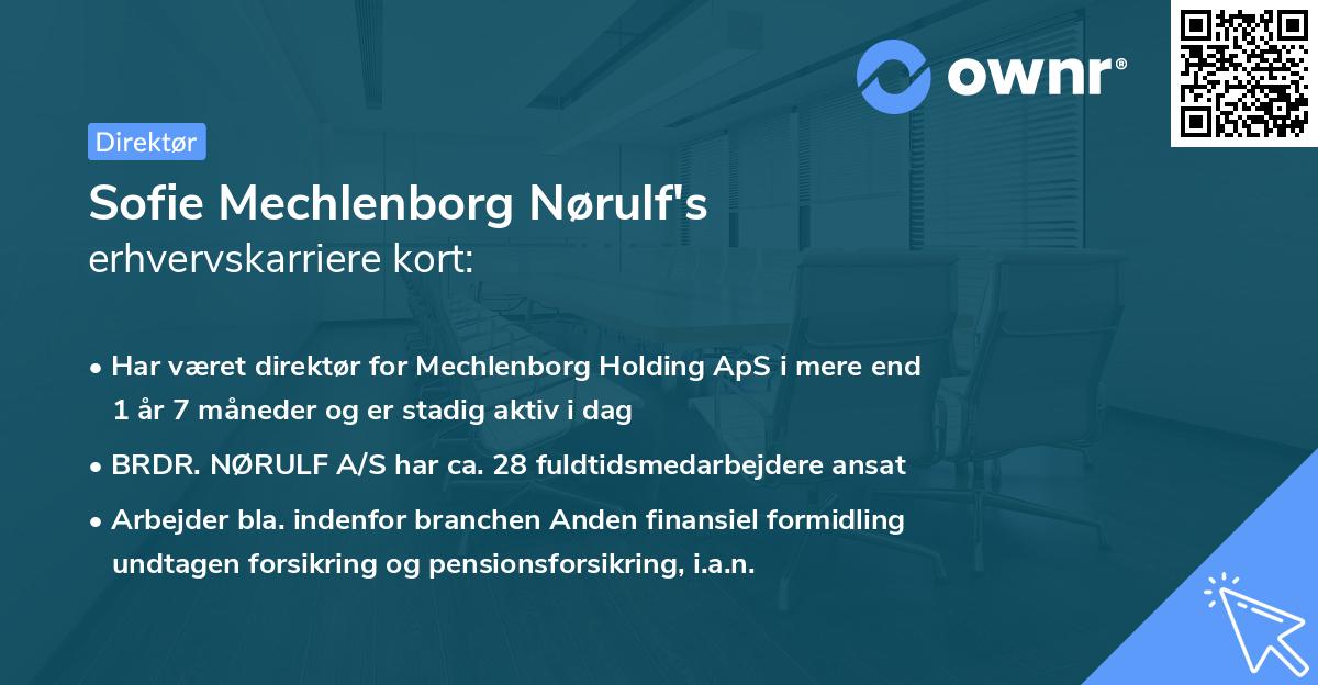 Sofie Mechlenborg Nørulf's erhvervskarriere kort