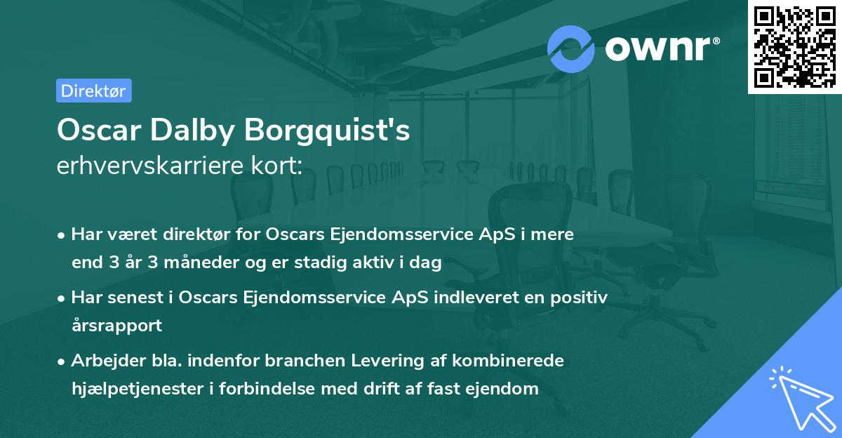 Oscar Dalby Borgquist's erhvervskarriere kort