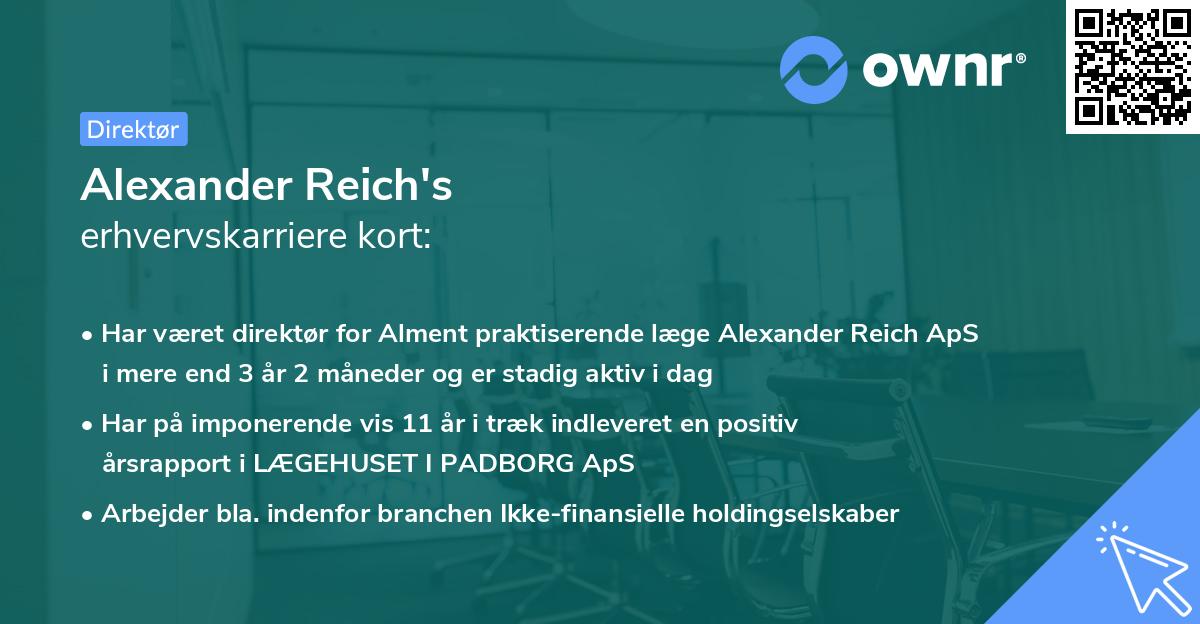 Alexander Reich's erhvervskarriere kort