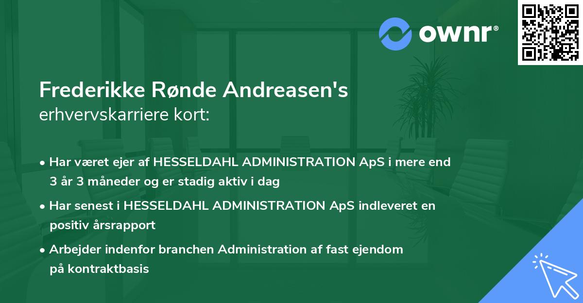 Frederikke Rønde Andreasen's erhvervskarriere kort