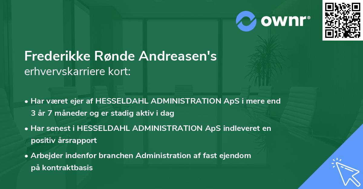 Frederikke Rønde Andreasen's erhvervskarriere kort