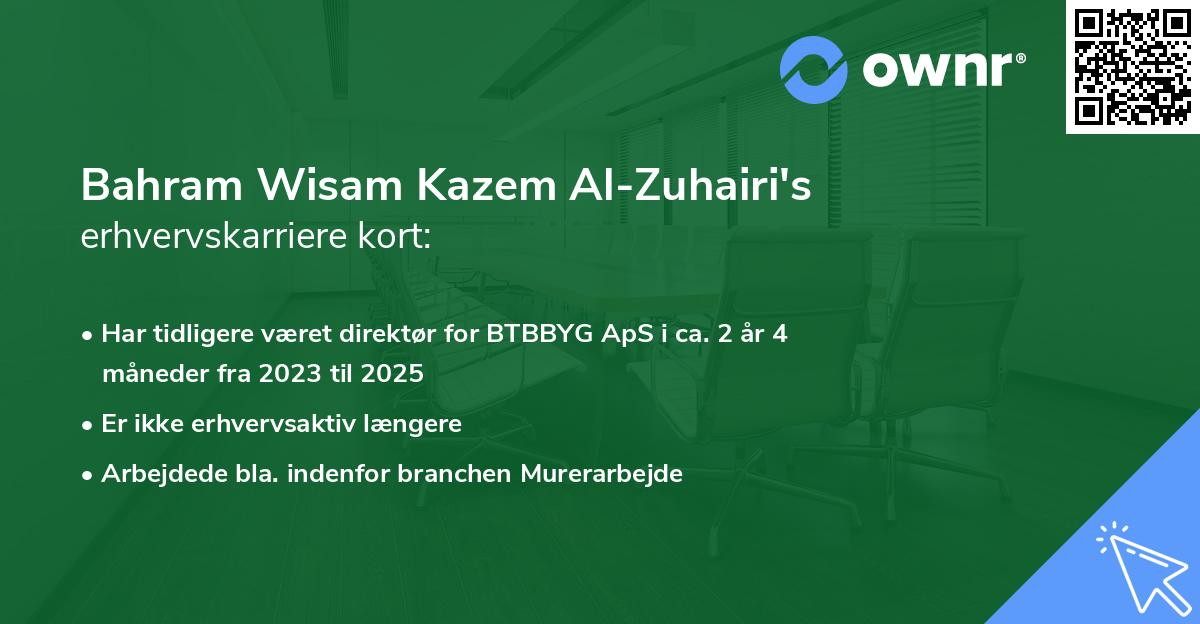Bahram Wisam Kazem Al-Zuhairi's erhvervskarriere kort