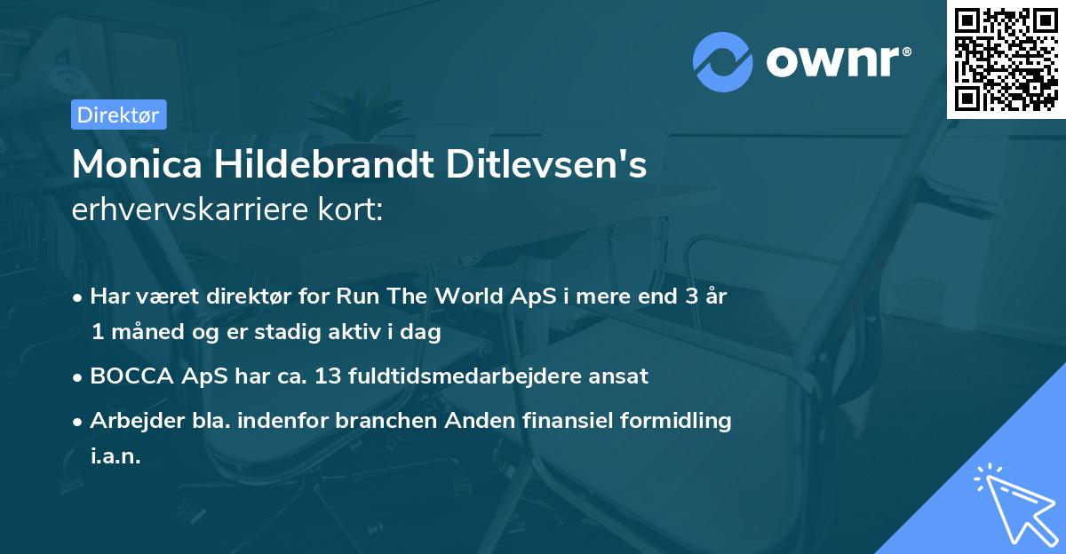 Monica Hildebrandt Ditlevsen's erhvervskarriere kort