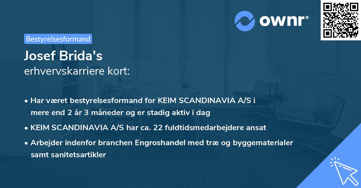 Josef Brida's erhvervskarriere kort