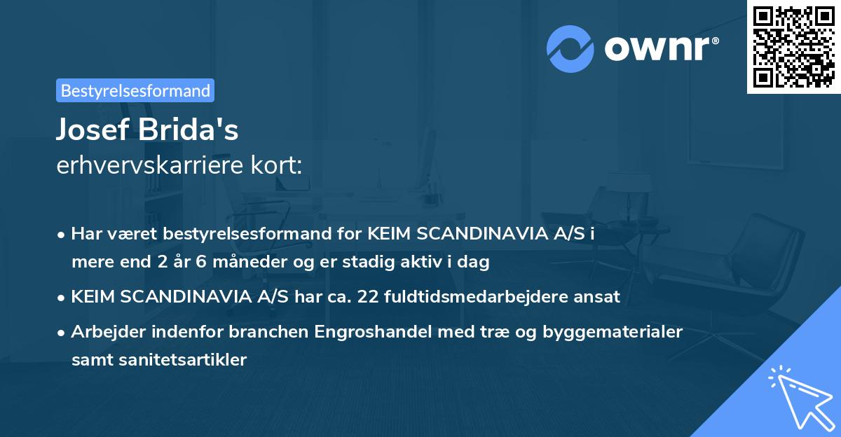 Josef Brida's erhvervskarriere kort