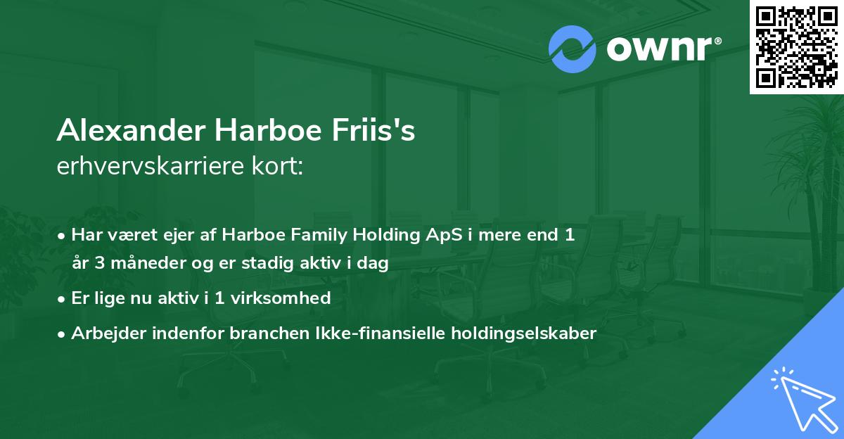 Alexander Harboe Friis's erhvervskarriere kort