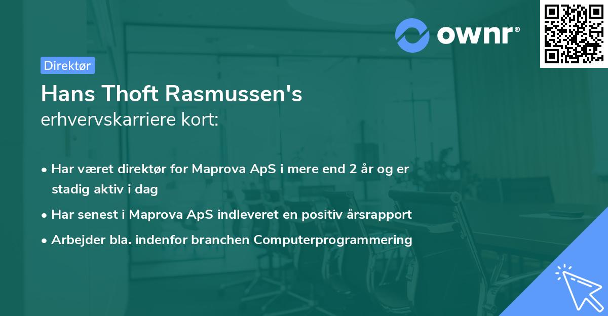 Hans Thoft Rasmussen's erhvervskarriere kort