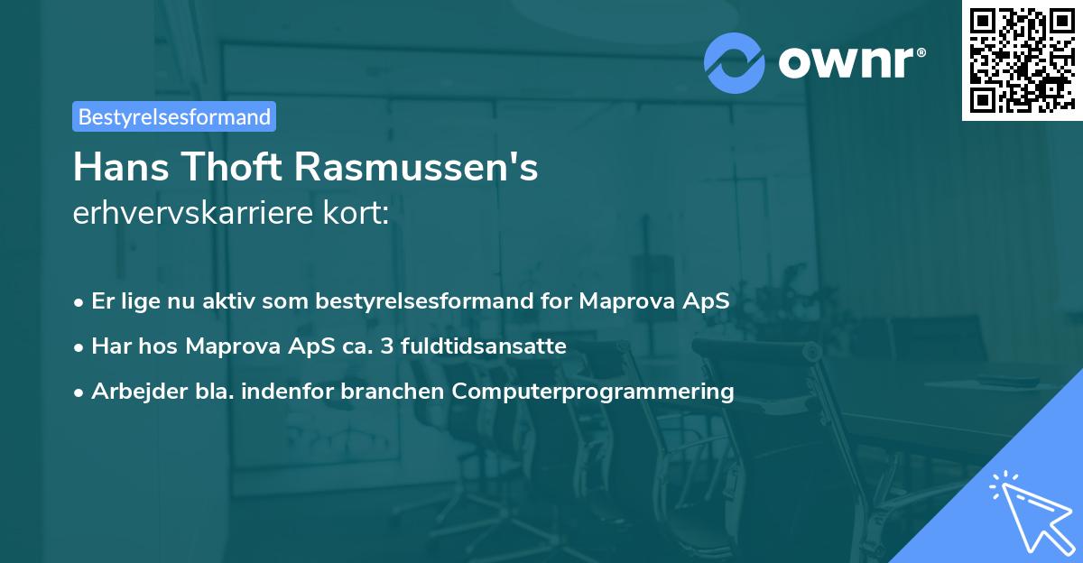 Hans Thoft Rasmussen's erhvervskarriere kort