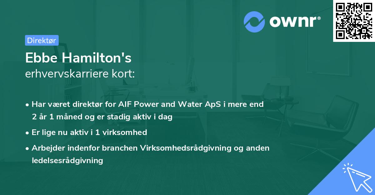 Ebbe Hamilton's erhvervskarriere kort