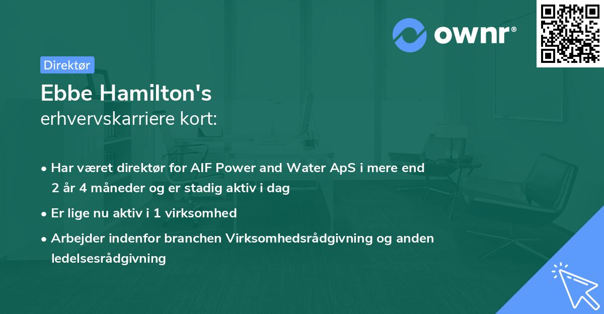 Ebbe Hamilton's erhvervskarriere kort