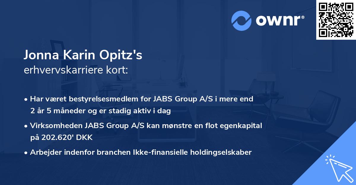 Jonna Karin Opitz's erhvervskarriere kort