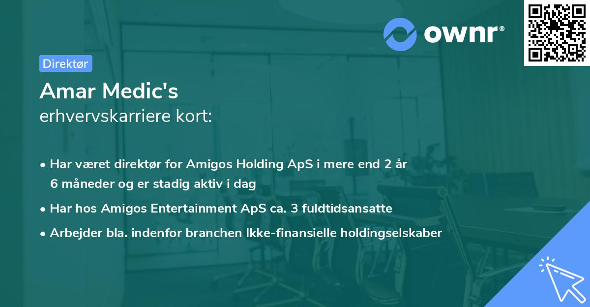 Amar Medic's erhvervskarriere kort