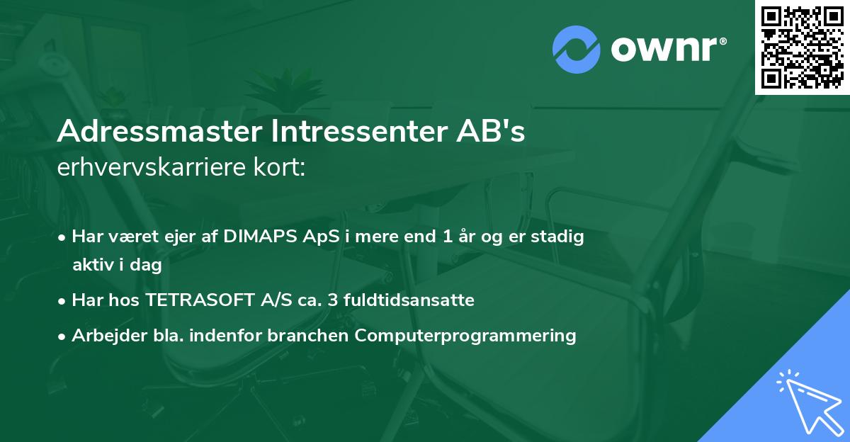 Adressmaster Intressenter AB's erhvervskarriere kort