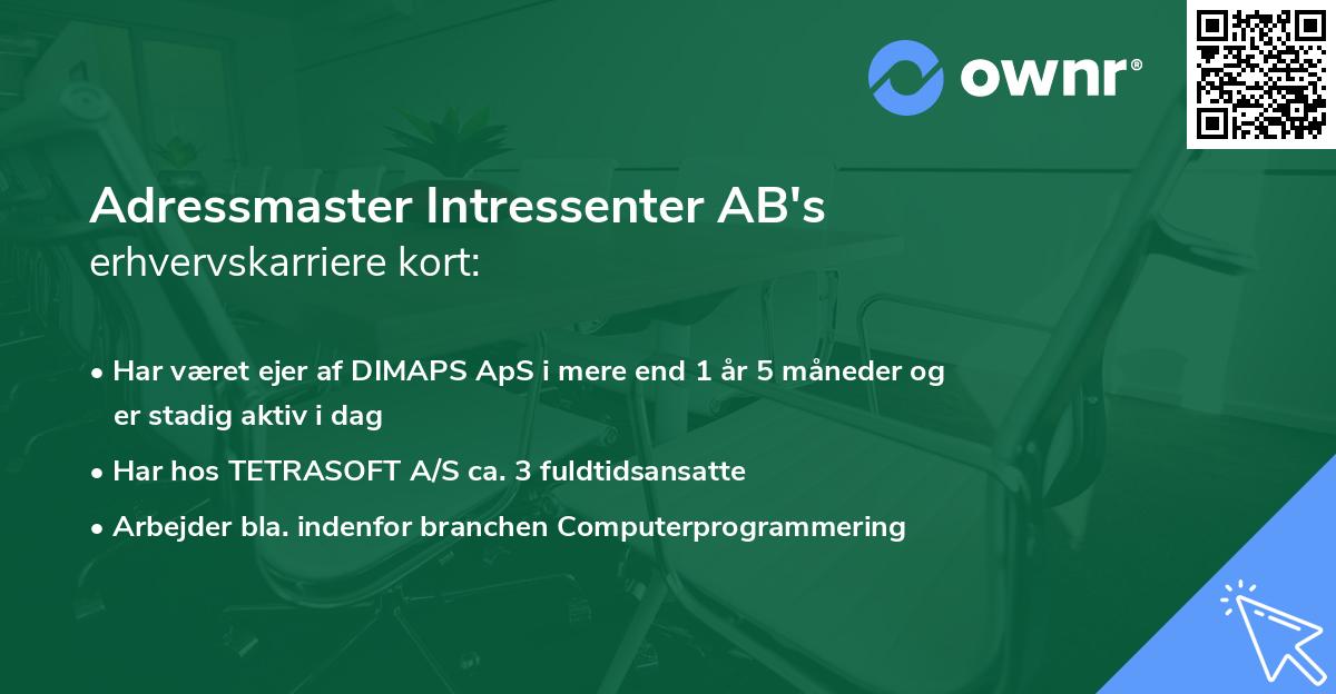 Adressmaster Intressenter AB's erhvervskarriere kort