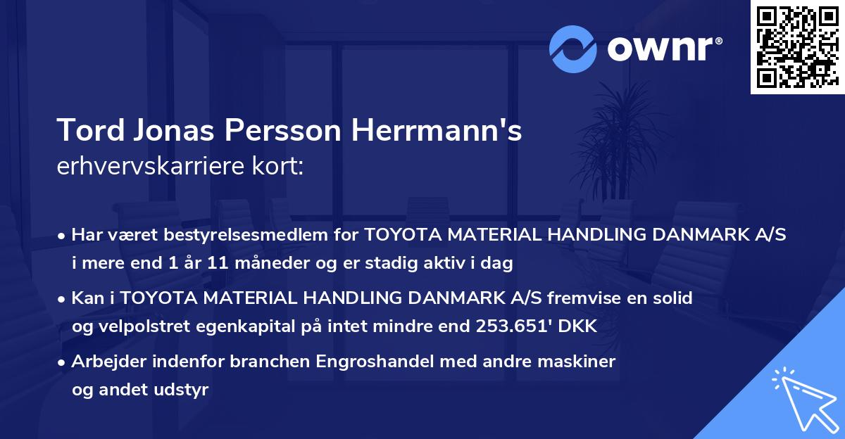 Tord Jonas Persson Herrmann's erhvervskarriere kort