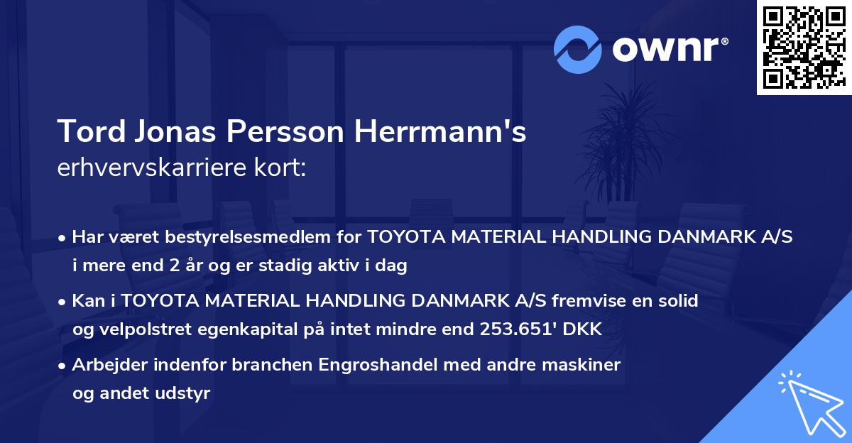 Tord Jonas Persson Herrmann's erhvervskarriere kort
