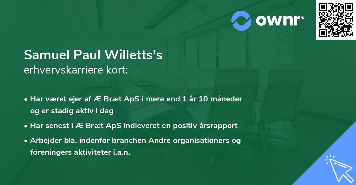 Samuel Paul Willetts's erhvervskarriere kort