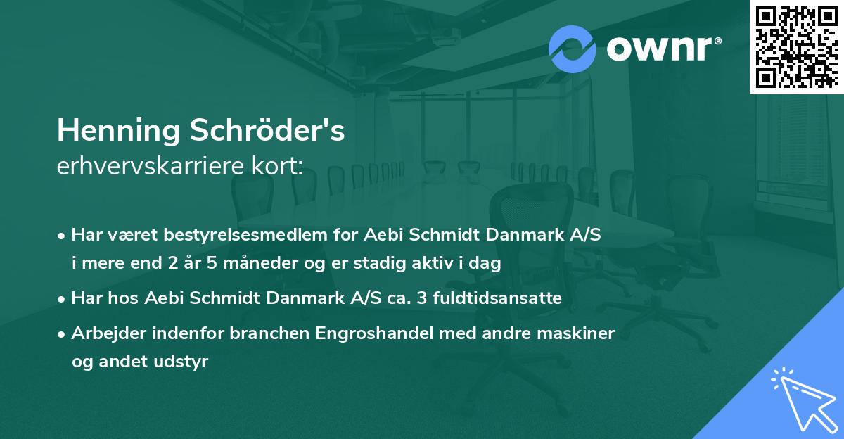 Henning Schröder's erhvervskarriere kort