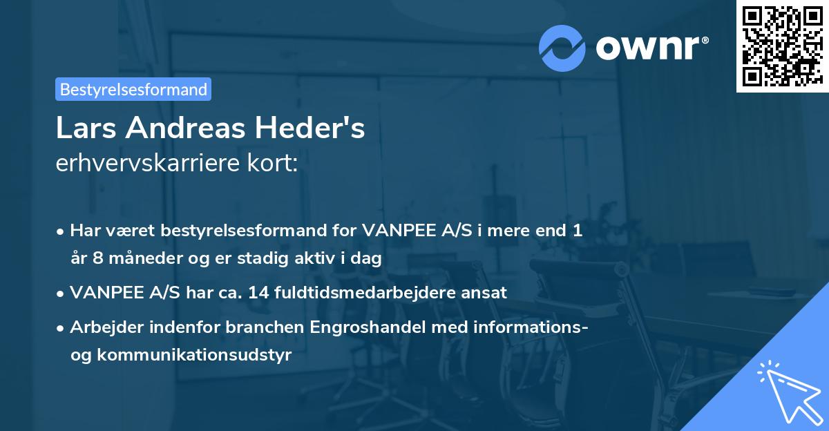 Lars Andreas Heder's erhvervskarriere kort