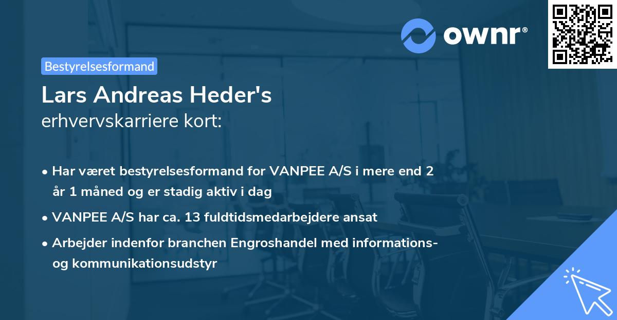Lars Andreas Heder's erhvervskarriere kort