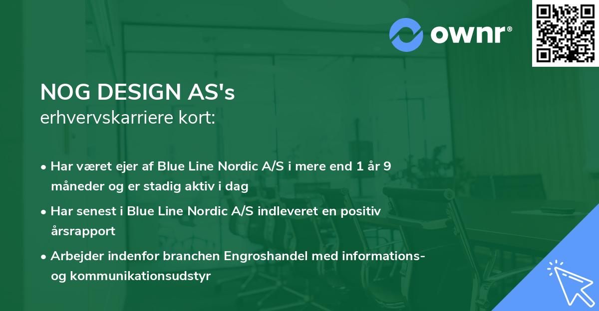 NOG DESIGN AS's erhvervskarriere kort