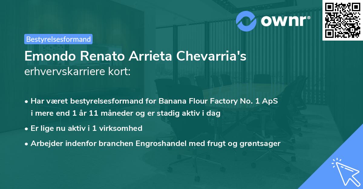 Emondo Renato Arrieta Chevarria's erhvervskarriere kort