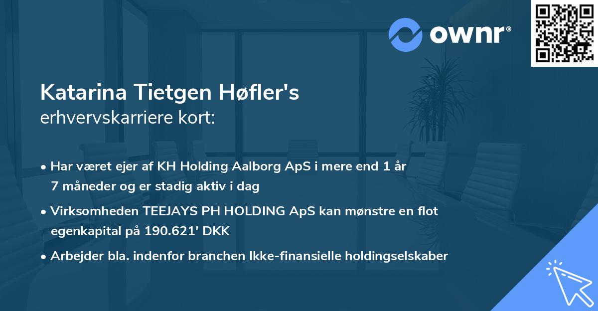 Katarina Tietgen Høfler's erhvervskarriere kort