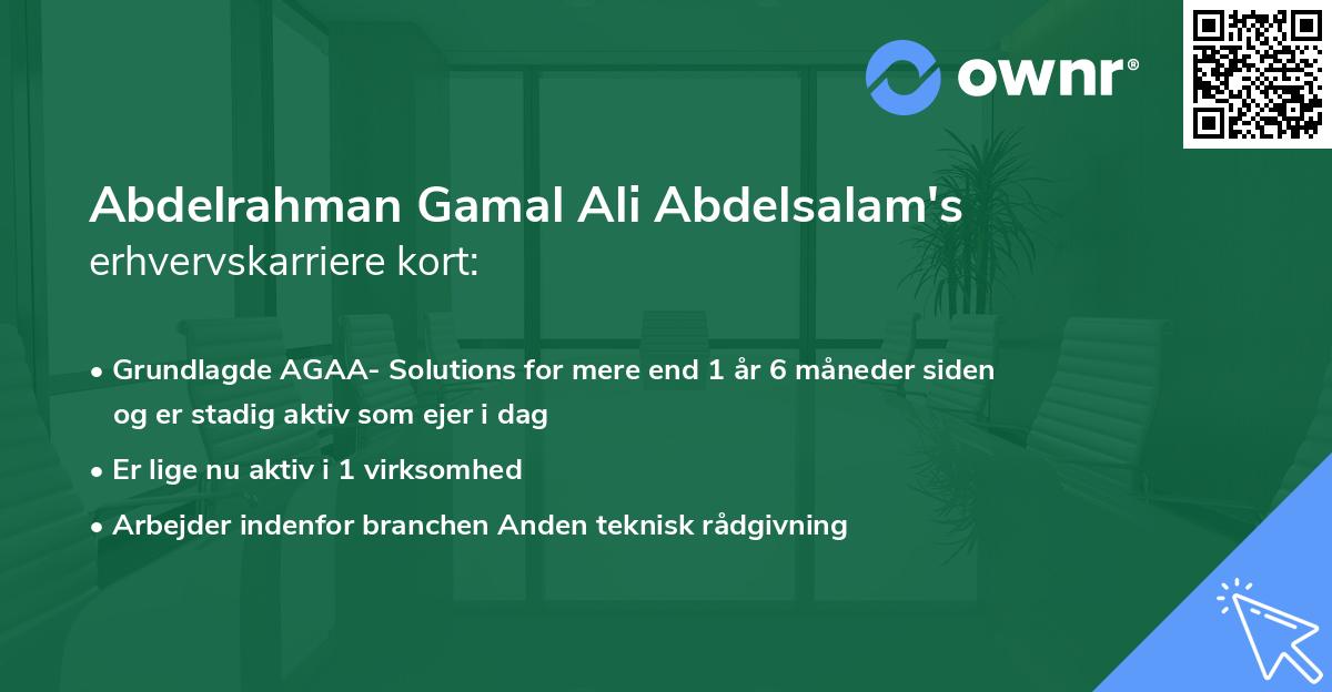 Abdelrahman Gamal Ali Abdelsalam's erhvervskarriere kort