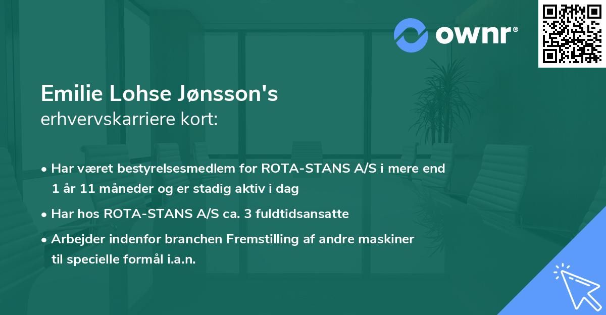 Emilie Lohse Jønsson's erhvervskarriere kort