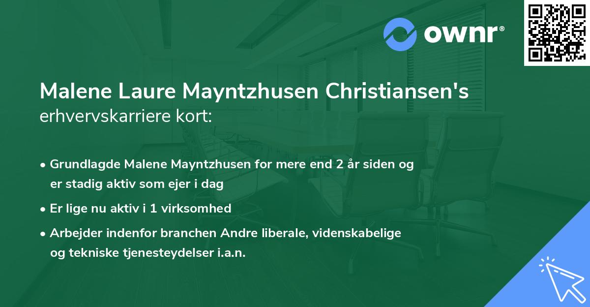 Malene Laure Mayntzhusen Christiansen's erhvervskarriere kort