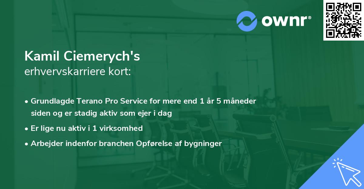 Kamil Ciemerych's erhvervskarriere kort