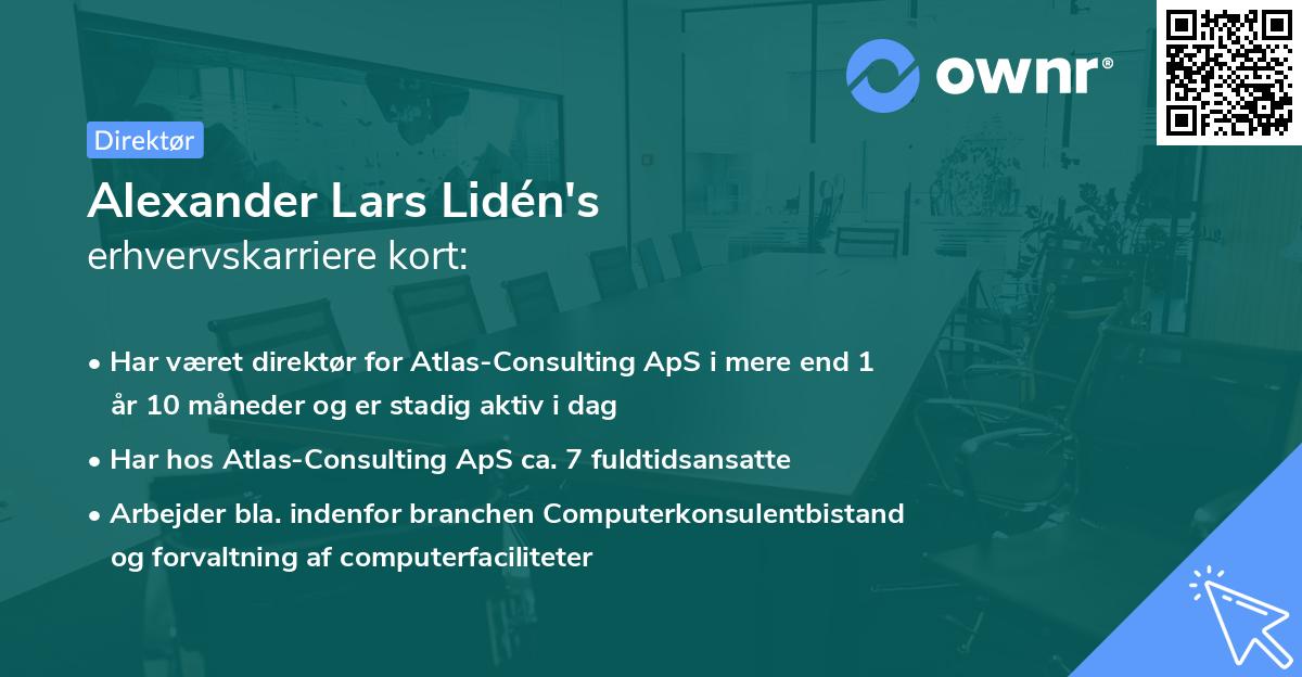 Alexander Lars Lidén's erhvervskarriere kort