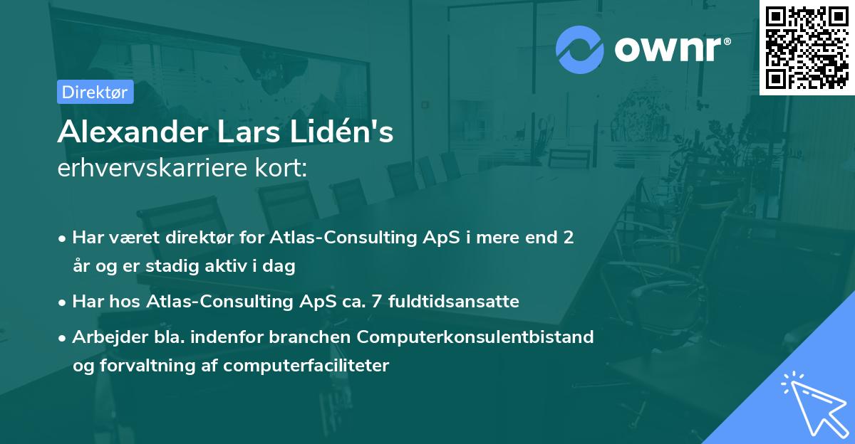 Alexander Lars Lidén's erhvervskarriere kort