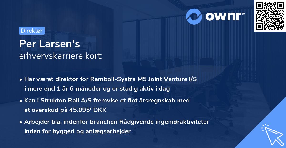 Per Larsen's erhvervskarriere kort