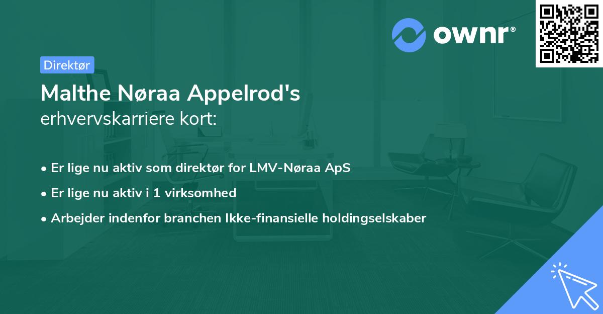 Malthe Nøraa Appelrod's erhvervskarriere kort