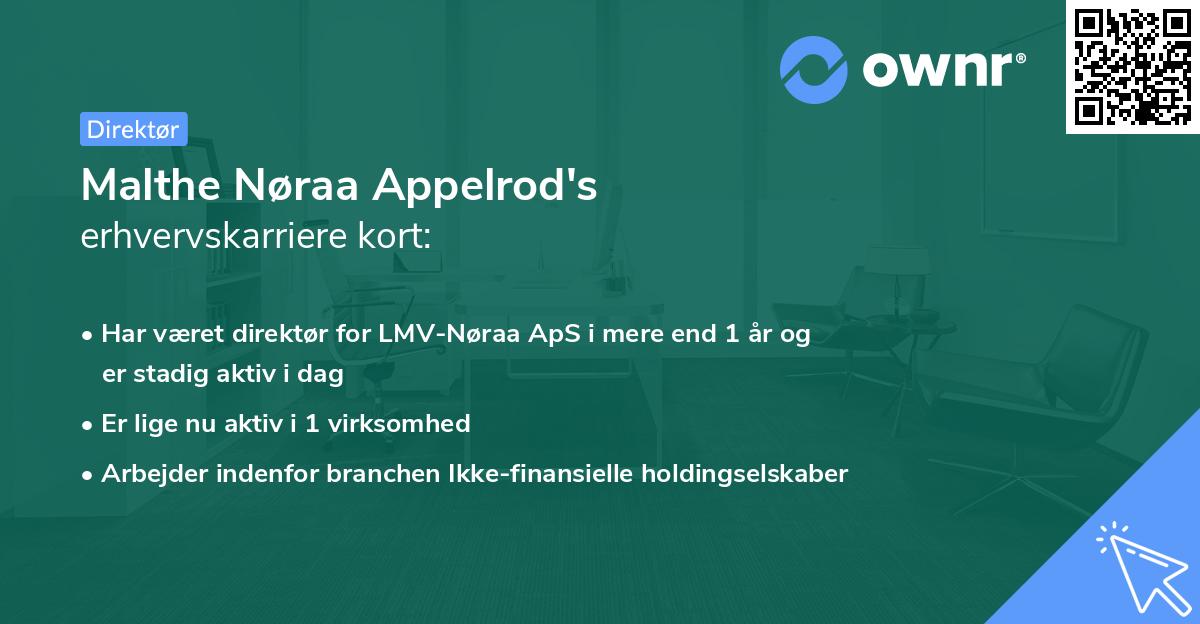 Malthe Nøraa Appelrod's erhvervskarriere kort