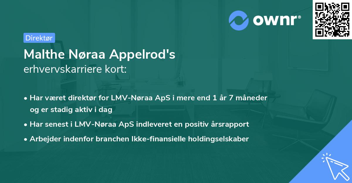 Malthe Nøraa Appelrod's erhvervskarriere kort