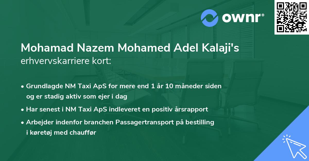 Mohamad Nazem Mohamed Adel Kalaji's erhvervskarriere kort